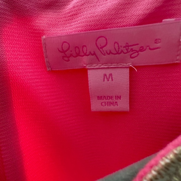 Lily Pultizer Janice Knit Shift Dress - Pink with Gold trim- size M - Picture 4 of 7